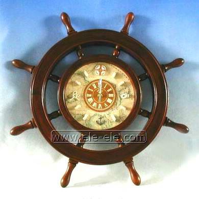 wooden ship's wheel